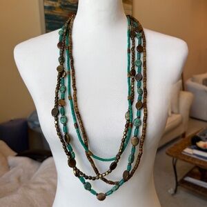 Boho Layered Turquoise Bead Necklace